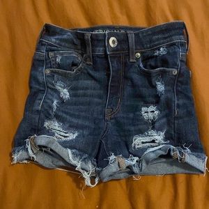 High rise, dark wash shorts, size 0
